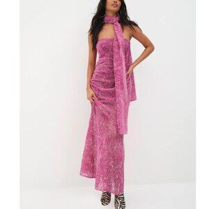 For Love And Lemons Pink Lace Maxi Dress